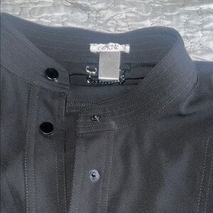 Cache Black Lightweight Shirt Jacket Stand-Up Collar